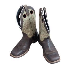 Laredo Men's Collared Western Cowboy Boot Dark Brown/Tan Sz 10D